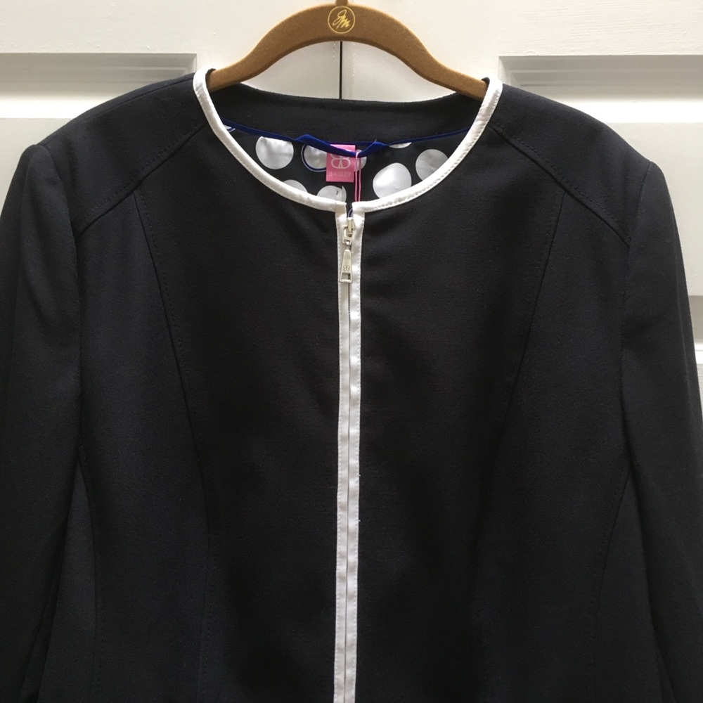 NWT Basler Designer Jacket Blazer Zip Black German Bloomingdales Luxury 44 14 - Picture 3 of 16